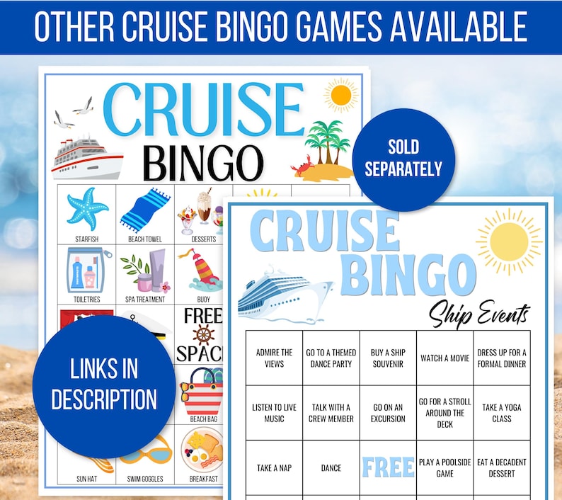 Cruise Bingo, Cruise Games, 50 Cruise Bingo Cards, Cruise Ship People Watching Bingo, Cruise Ship Game, Cruise Vacation Game, Family Cruise