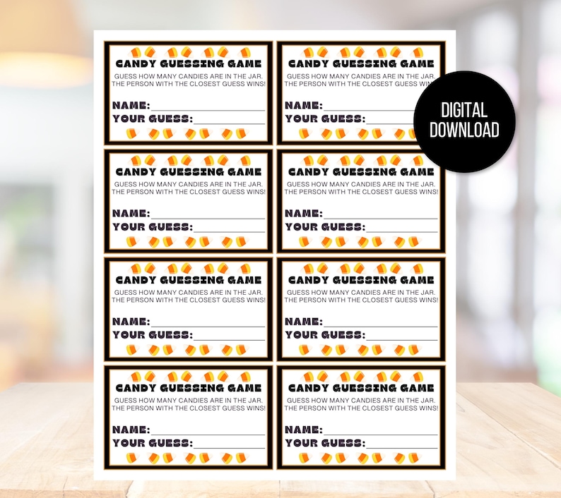 Candy Corn Guessing Game, Candy Corn Prize Game, Halloween Party Game, Teen Halloween Game, Halloween Games, Candy Corn Sign