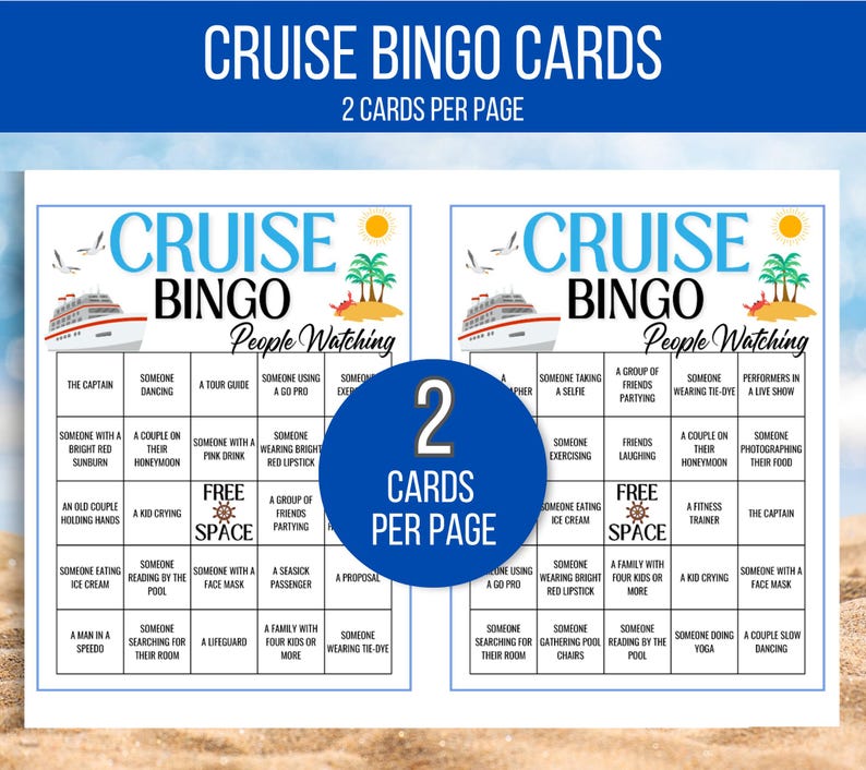 Cruise Bingo, Cruise Games, 50 Cruise Bingo Cards, Cruise Ship People Watching Bingo, Cruise Ship Game, Cruise Vacation Game, Family Cruise