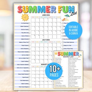 Editable Summer Calendar Poster, Summer Bucket List, Summer Checklist, Summer Break Ideas, Summer Activities, Kids Summer Calendar, Summer