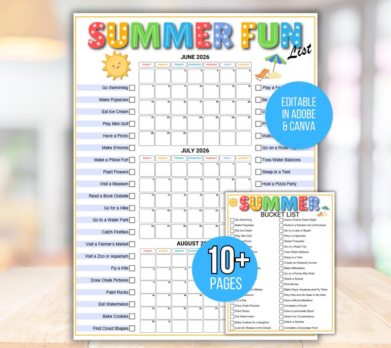 Editable Summer Calendar Poster, Summer Bucket List, Summer Checklist, Summer Break Ideas, Summer Activities, Kids Summer Calendar, Summer