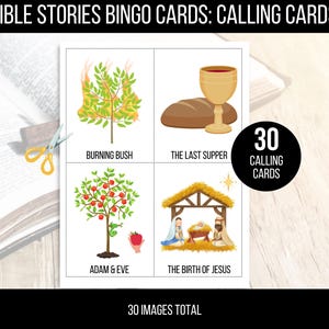 Bible Bingo, Bible Stories Bingo, 50 Bible Bingo Cards, Bible Activity For Kids, Bible Activity, Sunday School Bingo,  Bible Stories Game