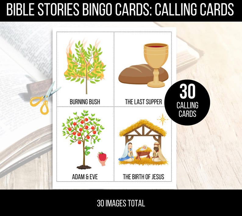 Bible Bingo, Bible Stories Bingo, 50 Bible Bingo Cards, Bible Activity For Kids, Bible Activity, Sunday School Bingo,  Bible Stories Game