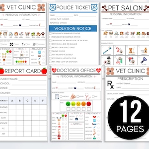 Pretend Play, Pretend Play Doctor, Pretend Play Vet, Pretend Play Pet Salon, Pretend Play School, Pretend Play Police, Pretend Play Forms