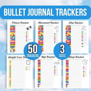 Printable Bullet Journal Trackers, Yearly trackers bundle, Bullet Tracker Journal, Printable Bullet Journal Trackers, Bullet Journal Inserts