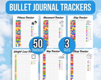 Printable Bullet Journal Trackers, Yearly trackers bundle, Bullet Tracker Journal, Printable Bullet Journal Trackers, Bullet Journal Inserts