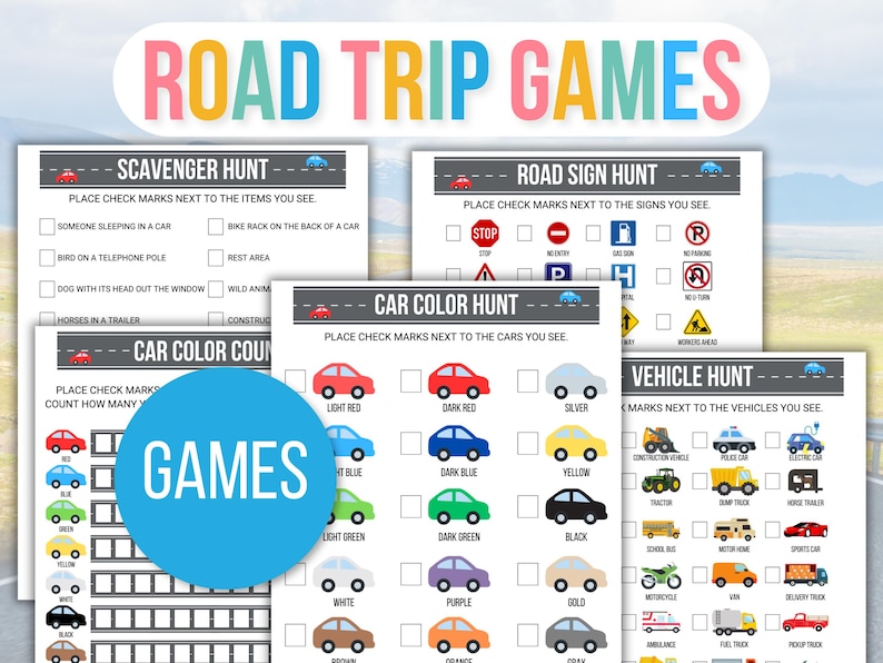 Kids Road Trip Games Printable, Travel Activities, Road Trip Games Bundle, Kids Travel Games, Kids Car Activities, Family Road Trip Games