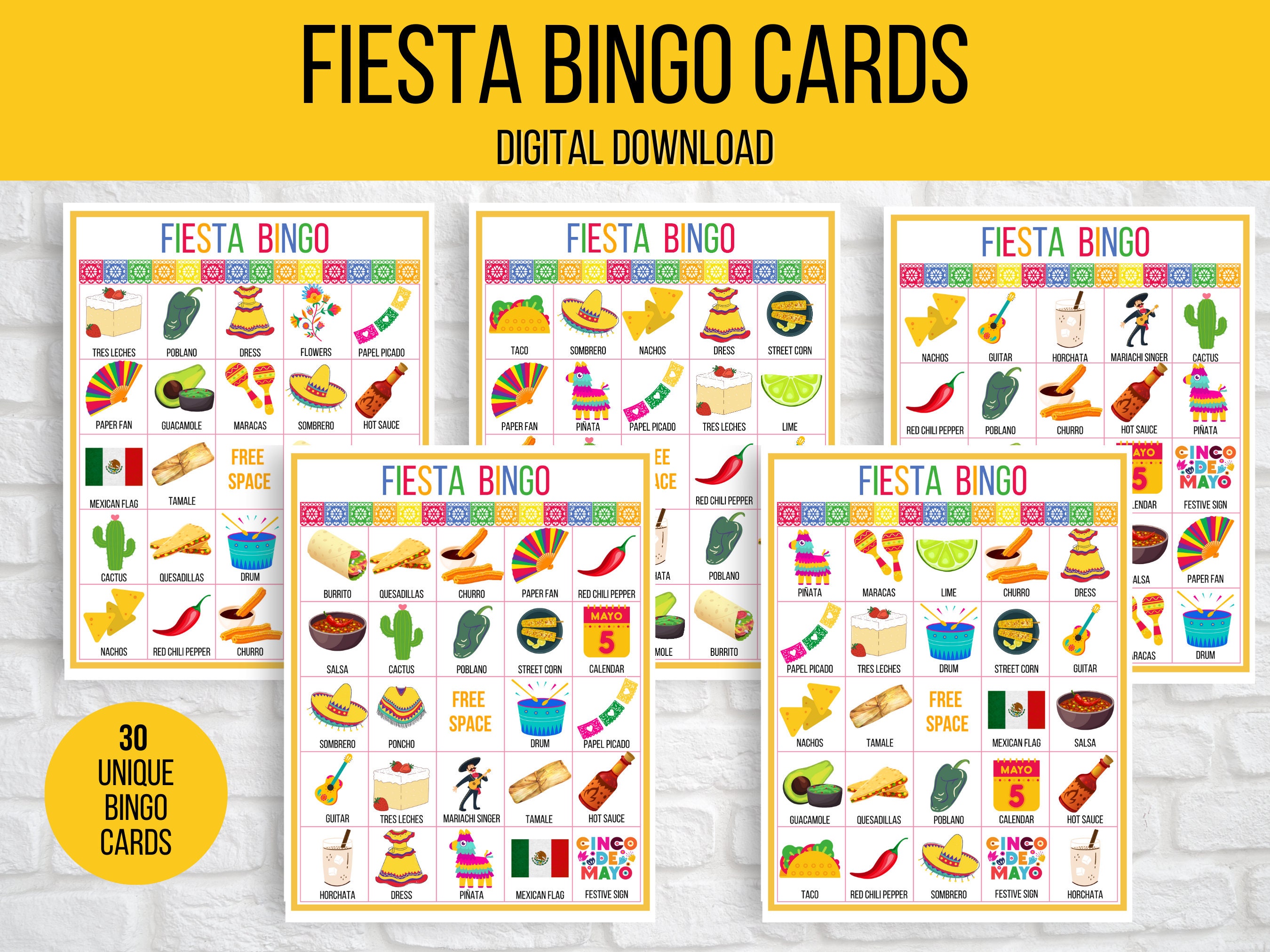 Liliful 35 Pcs Mexican Bingo 24 Players Fiesta Bingo Games Cinco