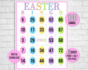 Easter Bingo, 100 Easter Bingo Cards, Easter Activity, Kids Easter Party Game, Easter Classroom Activity, Easter Game, Easter Sunday School