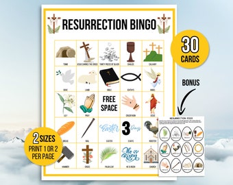 Resurrection Bingo, 30 Religious Easter Bingo Cards, Easter Bible Bingo, Holy Week Bingo, Easter Games, Easter Activity, Easter Sunday Bingo
