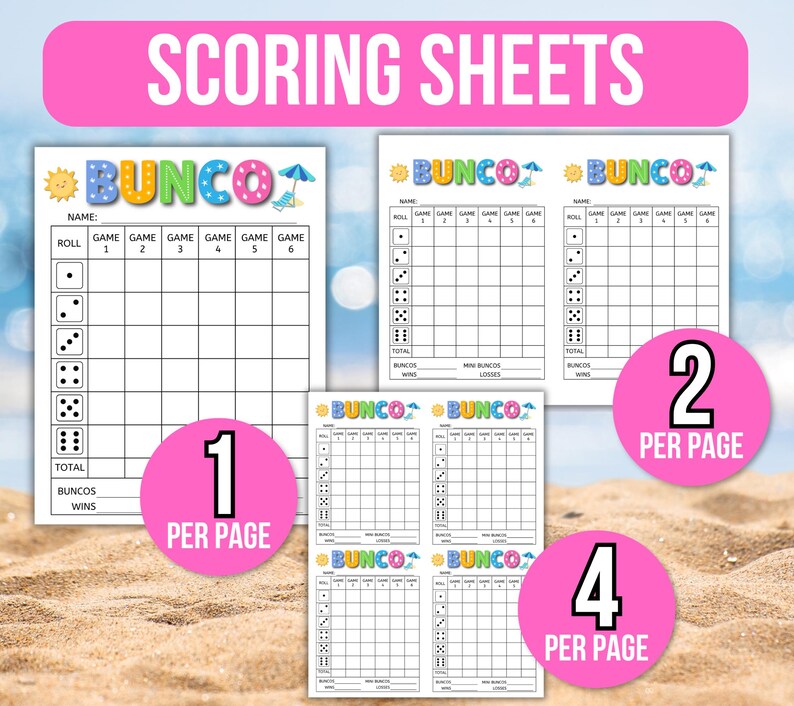 Summer Bunco Score Sheet, Summer Bunco, Summer Bunco Game, Summer Bunco Scorecards, Bunco Game Rules, Bunco Table Numbers, Bunco Tally Sheet