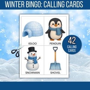 Winter Bingo, 60 Winter Bingo Cards, Winter Games, Winter Activity For Kids, Kids Winter Party Game, Winter Classroom Activity, Winter Games image 5