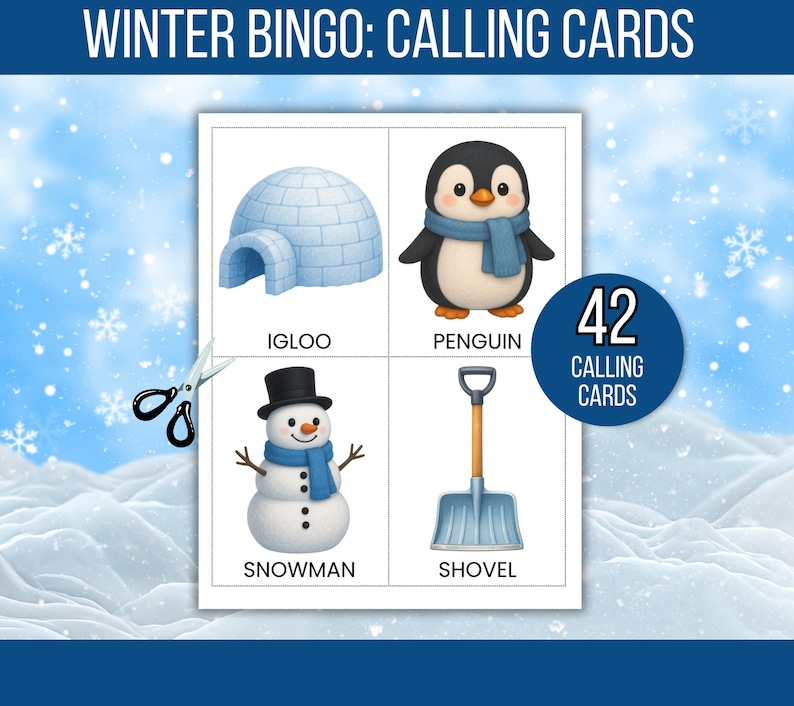 Winter Bingo, 60 Winter Bingo Cards, Winter Games, Winter Activity For Kids, Kids Winter Party Game, Winter Classroom Activity, Winter Games image 5