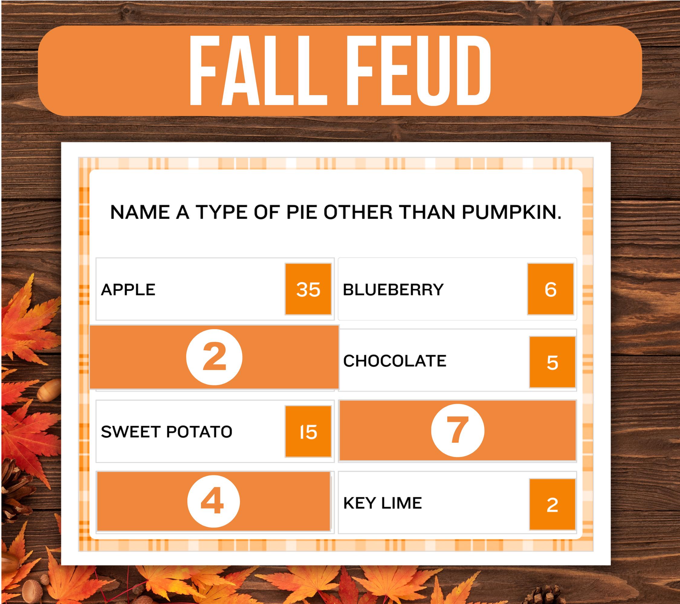 Fall Feud Game, Autumn Feud Game, Fall Activity, Fall Game, Fall ...