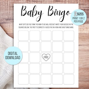 Blanko-Babyparty-Bingokarten, Baby-Bingospielkarten, Babygeschenk-Bingokarten, Babyparty-Bingospiel, Baby-Bingovorlage, geschlechtsneutral
