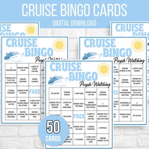 Cruise Bingo, 50 Printable Cruise Bingo Cards, Cruise Ship People Watching Bingo, Cruise Ship Game, Cruise Vacation Game, Family Cruise Game image 2