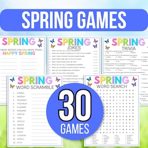 Spring Party Games, Spring Party Games for Kids, Spring Activities, Spring Games, Spring Game Bundle, Spring Games for Kids, Fun Spring Game