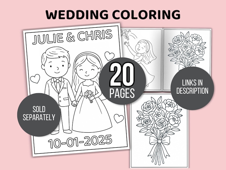 Kids Wedding Activity Bundle, Wedding Activity Pack for Kids, Kids Wedding Book, Wedding Activity Kit for Kids, Kids Wedding Coloring Pages image 7
