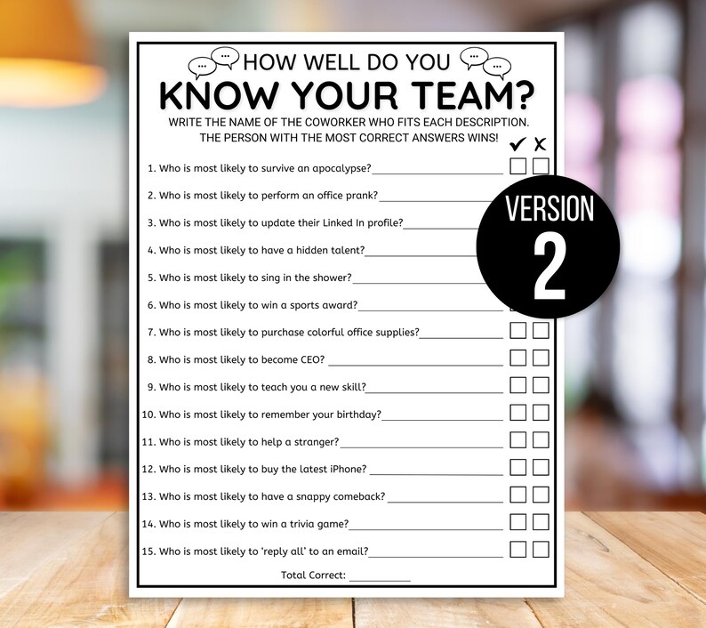 Office Games, Team Building Games, How Well Do You Know Your Team