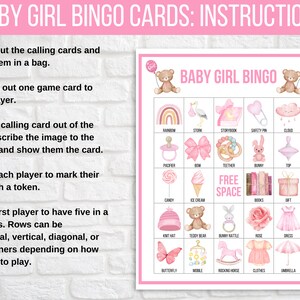 Baby Girl Bingo, Baby Shower Bingo, Baby Girl Shower Printable Game ...