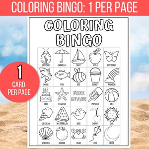 Coloring Bingo, 40 Coloring Bingo Cards, Coloring Bingo Game, Coloring