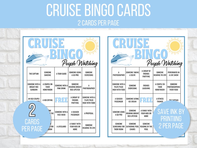 Cruise Bingo, 50 Printable Cruise Bingo Cards, Cruise Ship People Watching Bingo, Cruise Ship Game, Cruise Vacation Game, Family Cruise Game image 4