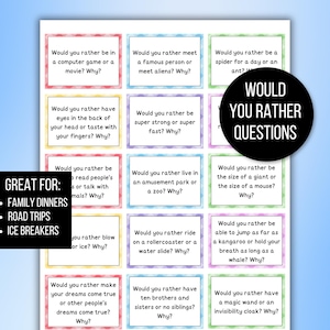 210 Conversation Cards, Conversation Starters, Road Trip Conversation Cards, Family Conversation Starter Cards, Icebreaker Game, Dinner Card