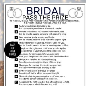 Pass the Gift Game, Bridal Pass the Gift Game, Bridal Pass the Prize Game, Bridal Activity, Bridal Shower Game, Bridal Left Right Game, Poem