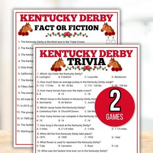 Kentucky Derby Trivia Game, Kentucky Derby Game, Kentucky Derby Trivia Games, Kentucky Derby Party Game, Kentucky Derby Fact or Fiction