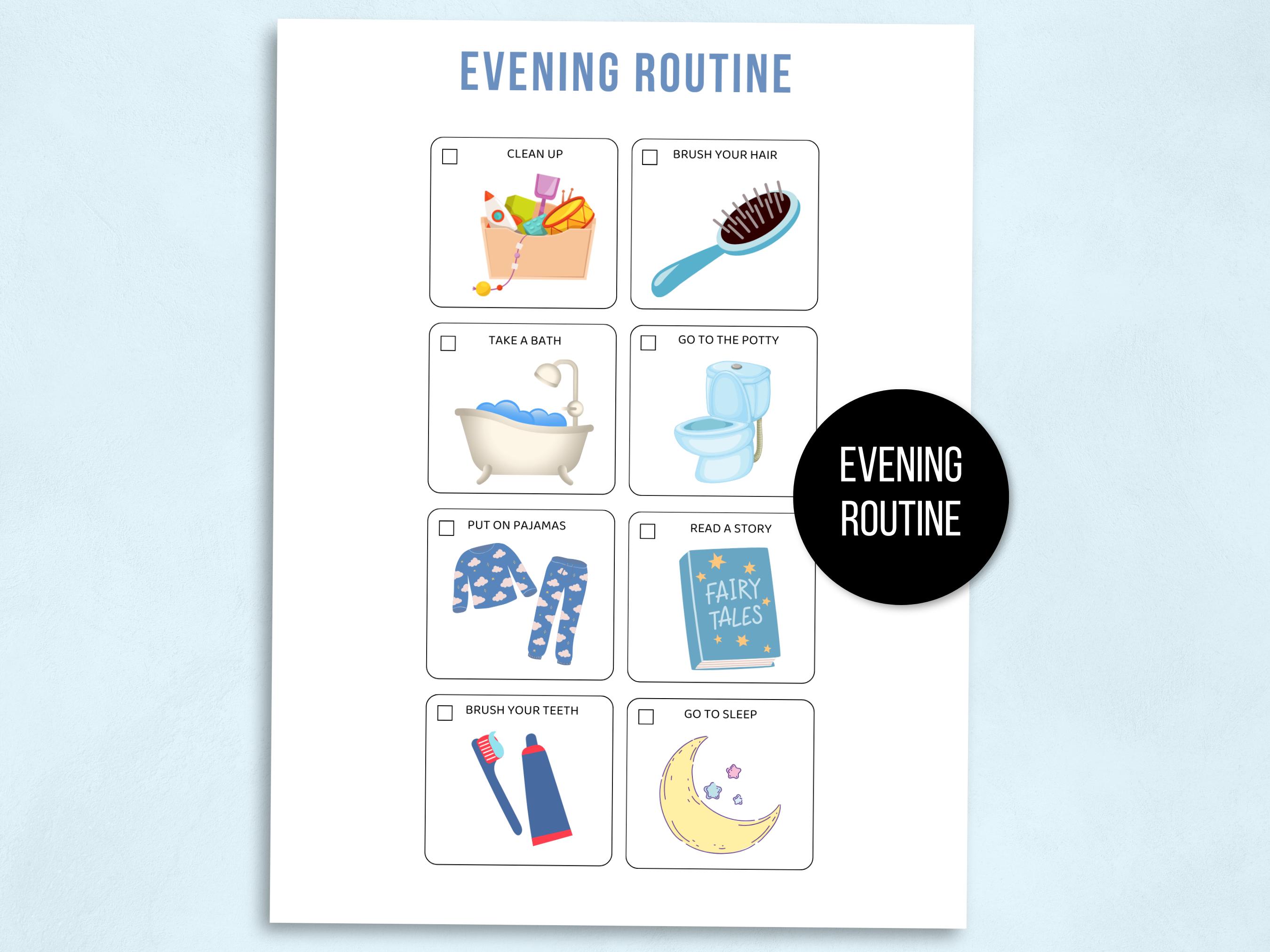 Kids Morning and Evening Routine Charts, Morning Routine for Kids ...