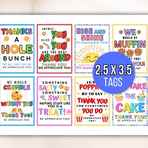 Appreciation Tags, Employee Appreciation Tags, Staff Appreciation Tags, Appreciation Food Tags Bundle, Appreciation Week Tags, Thank You Tag