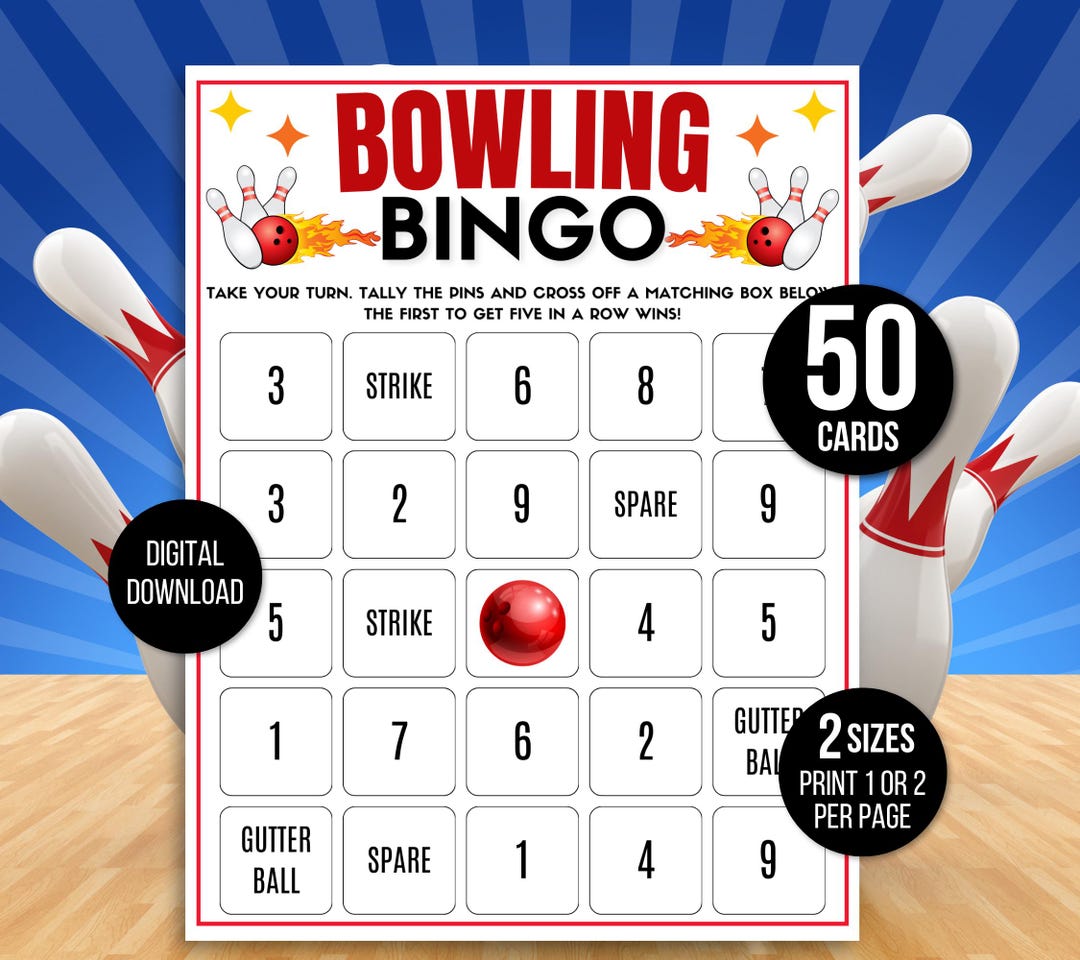 Bowling Bingo, 50 Bowling Bingo Cards, Bowling Game, Bowling Activity ...