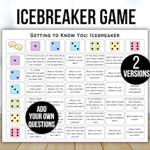 Icebreaker Game, Icebreaker Activity, Team Building Game, Table Talk Dice, Roll and Tell Game, Getting to Know You Game, Icebreaker Question