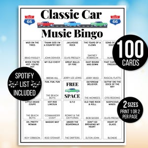 Bingo musical, Bingo musical de coches clásicos, Bingo de canciones antiguas, Bingo musical de canciones antiguas, Bingo retro de los años 50, Bingo de los años 60, Bingo de canciones clásicas, Lista de reproducción musical
