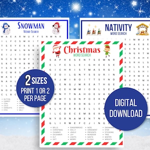 Christmas Word Search, Fun Christmas Games, Printable Christmas Games, Christmas Family Game, Christmas Game for Kids, Christmas Worksheet