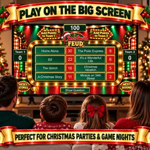 Christmas Friendly Feud Game, Christmas Friendly Feud Game, Friendly Feud Template, Friendly Feud, Christmas Activity, Christmas Party Game