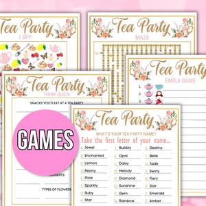 Tea Party Games Printable, Tea Party Activities, Girls Tea Party Games ...