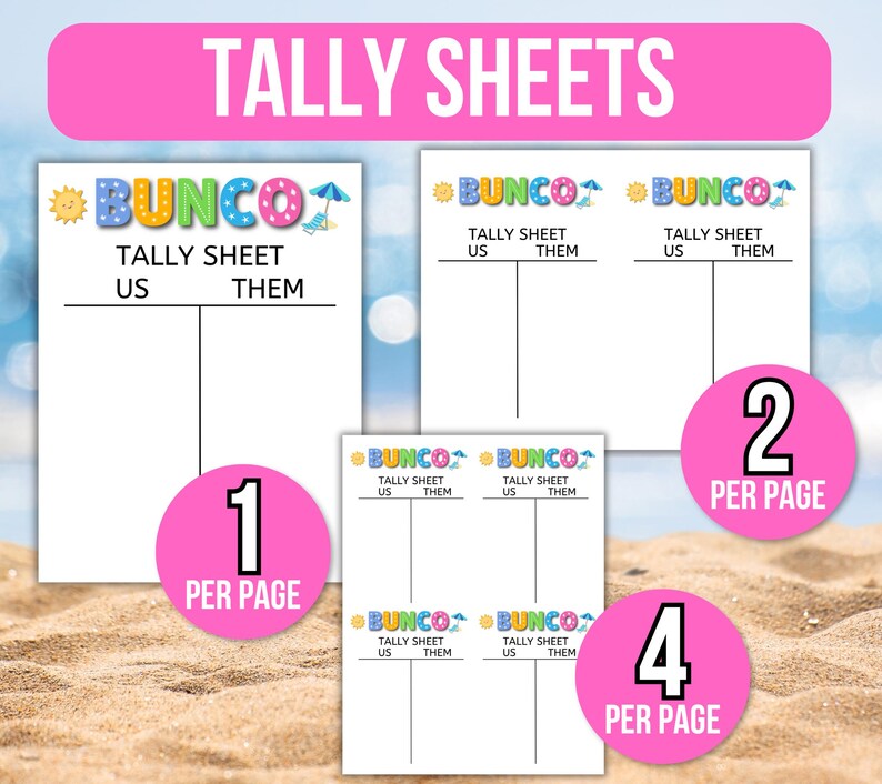 Summer Bunco Score Sheet, Summer Bunco, Summer Bunco Game, Summer Bunco Scorecards, Bunco Game Rules, Bunco Table Numbers, Bunco Tally Sheet