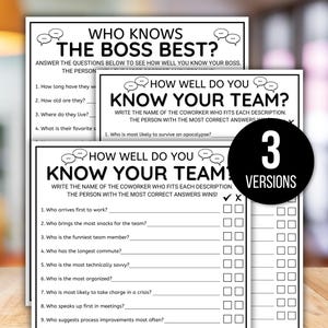 Office Games, Team Building Games, How Well Do You Know Your Team, Coworker Games, Happy Hour Office Party, How Well Do You Know Your Boss