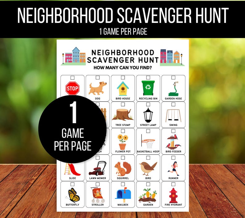 Neighborhood Scavenger Hunt for Kids, Outdoor Nature Scavenger Hunt, Hike Activity, Neighborhood Hunt, Kids Outdoor Activity, Walk Activity