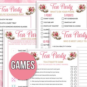 Tea Party Games Printable, Tea Party Activities, Girls Tea Party Games ...