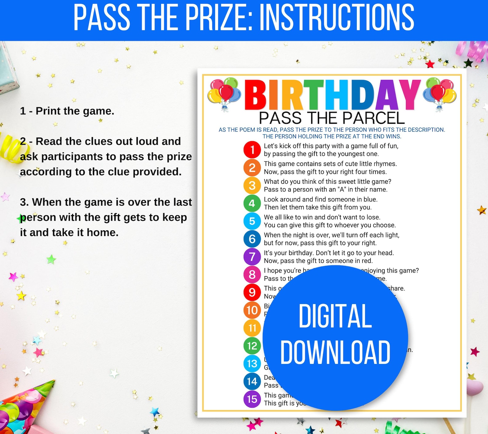Pass the Parcel Game, Birthday Party Game, Teen Birthday Game, Pass the ...