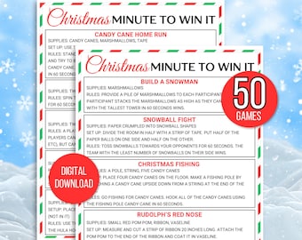 Christmas Minute to Win It Games, 50 Minute to Win It Party Games, Fun Party Games for Kids, Fun Party Games for Adults, Christmas Games