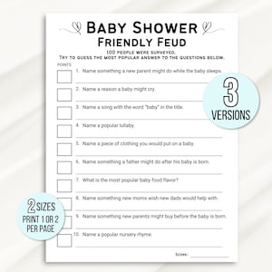 Baby Shower Family Feud Game, Friendly Feud Baby Shower Game, Baby Family Feud Game, Baby Shower Games Printable, Baby Sprinkle Games, Baby
