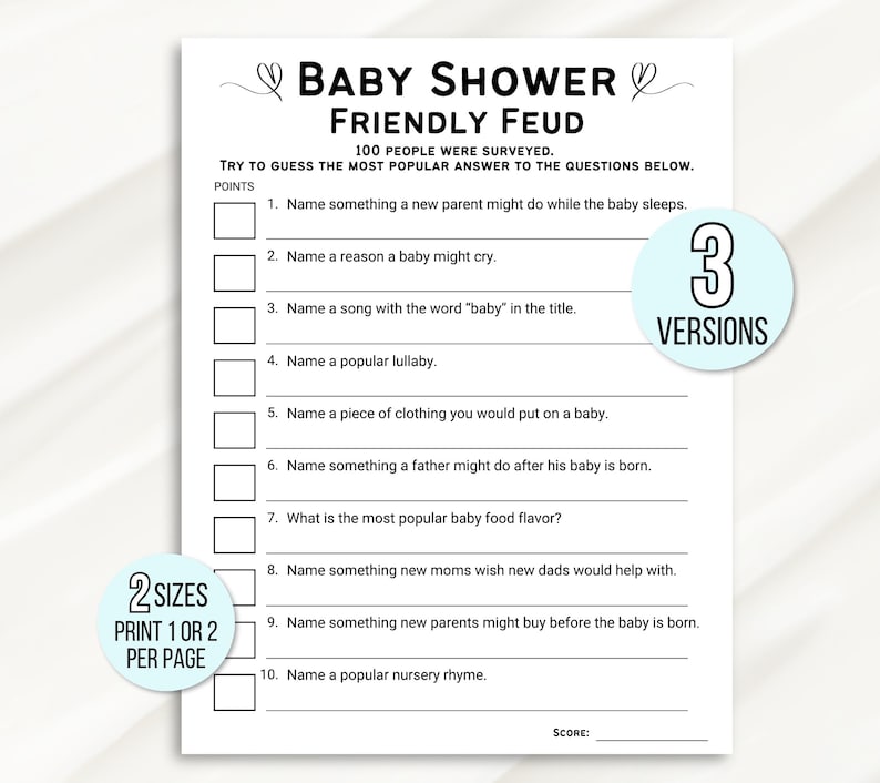 Baby Shower Family Feud Game, Friendly Feud Baby Shower Game, Baby Family Feud Game, Baby Shower Games Printable, Baby Sprinkle Games, Baby