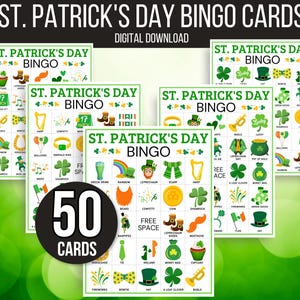 St. Patrick's Day Bingo, 50 St. Patrick's Bingo Cards, St. Patrick's Day Game, St. Paddy's Game for Kids, St. Patrick's Day Party Game