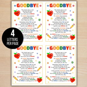 End of School Year Letter for Students, Gift From Teacher, Last Day of ...