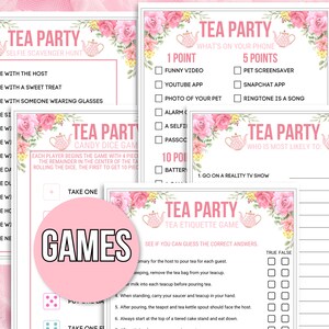 Tea Party Games Printable Bundle, Tea Party Activities, Ladies Tea ...