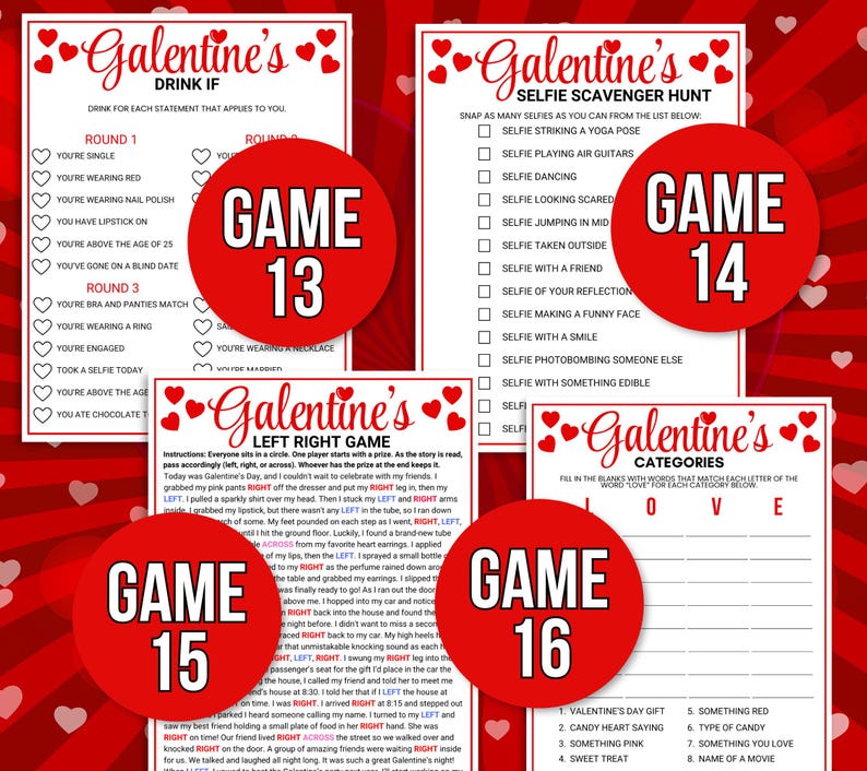 Galentines Games, 40 Printable Galentines Games, Galentine's Activities, Galentine's Party Games, Galentines Game Bundle, Adult Galentines
