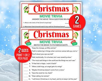 Christmas Movie Quote Trivia Game, Christmas Movie Trivia, Christmas Party Game, Fun Christmas Game, Printable Christmas Office Party Game